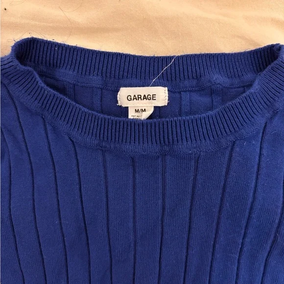 Blue Ribbed Women's Top - Picture 2 of 3